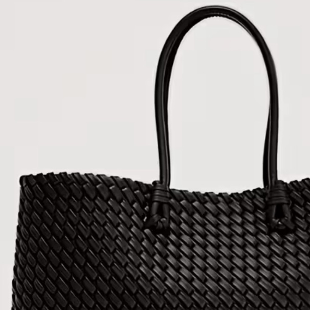 *New* Black Woven East-West Style Shoulder Tote HandBag Work Travel Going Out - Picture 7 of 7